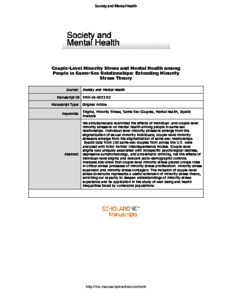 Couple level minority stress and mental health among people in